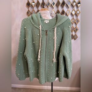 NWT POL OversizedHooded Sweater with Pearl Accents